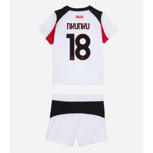 AC Milan Christopher Nkunku #18 Replika Bortatröja Barn 2025-26 Kortärmad (+ Korta byxor)